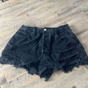A&F Distressed High Waisted Jean Shorts